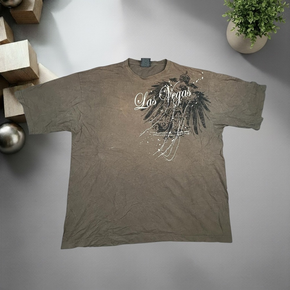 Vintage Y2K Las Vegas Graphic T-Shirt Brown Eagle Streetwear CH Apparel 2XL